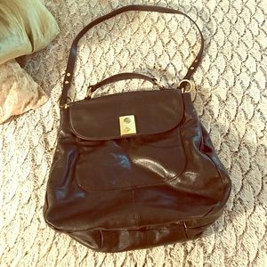 J. CREW Leather Black Satchel Hobo Briefcase Bag